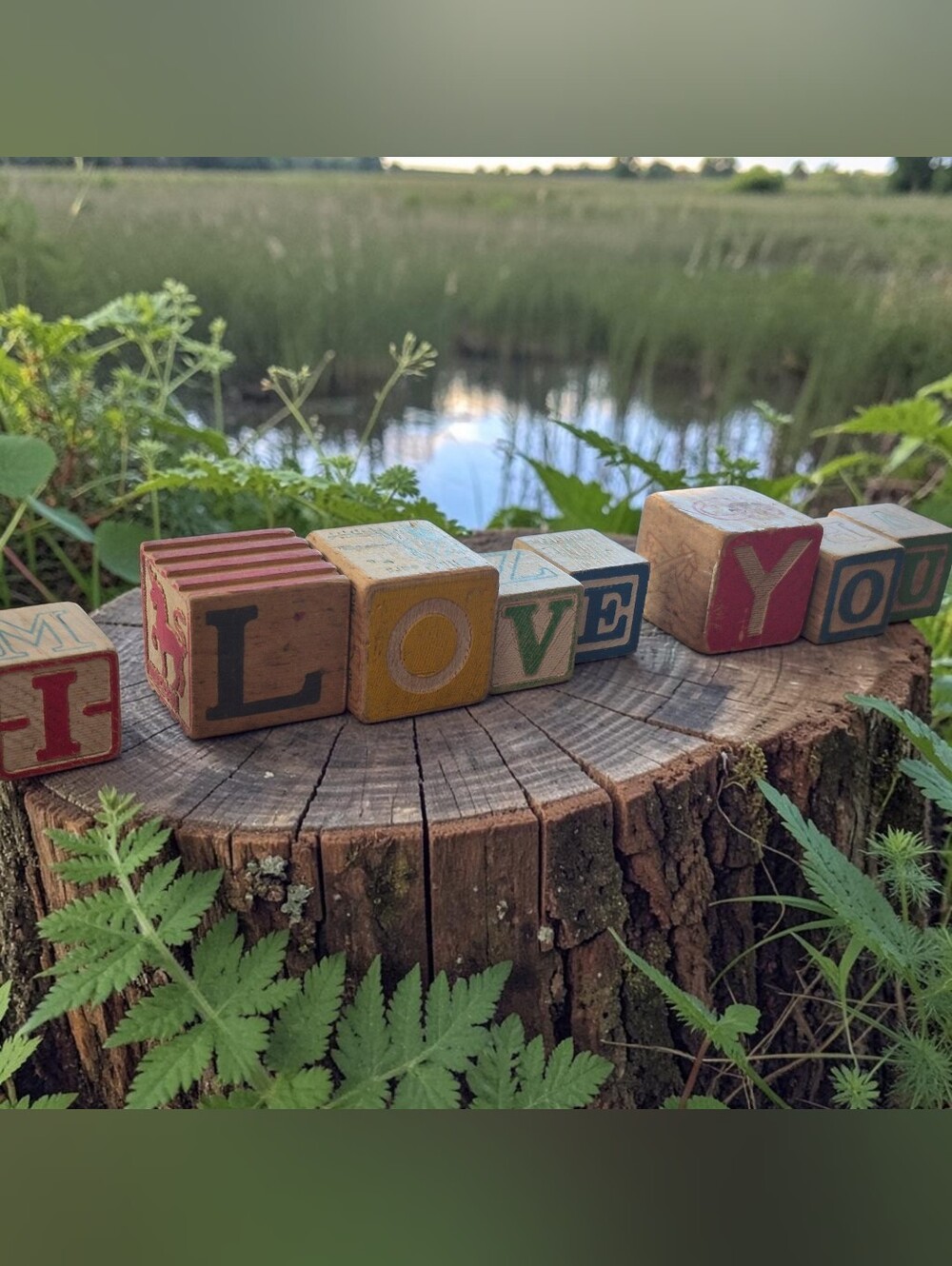 Vintage "I Love You" Wooden Blocks